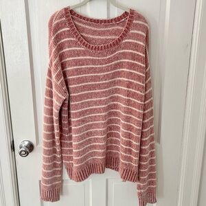 Striped Pink and White Women's Sweater